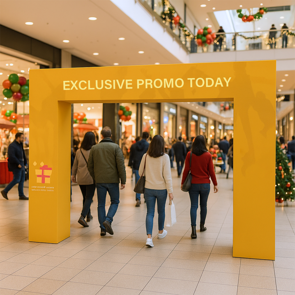 shopping mall promo display archway christmas season
