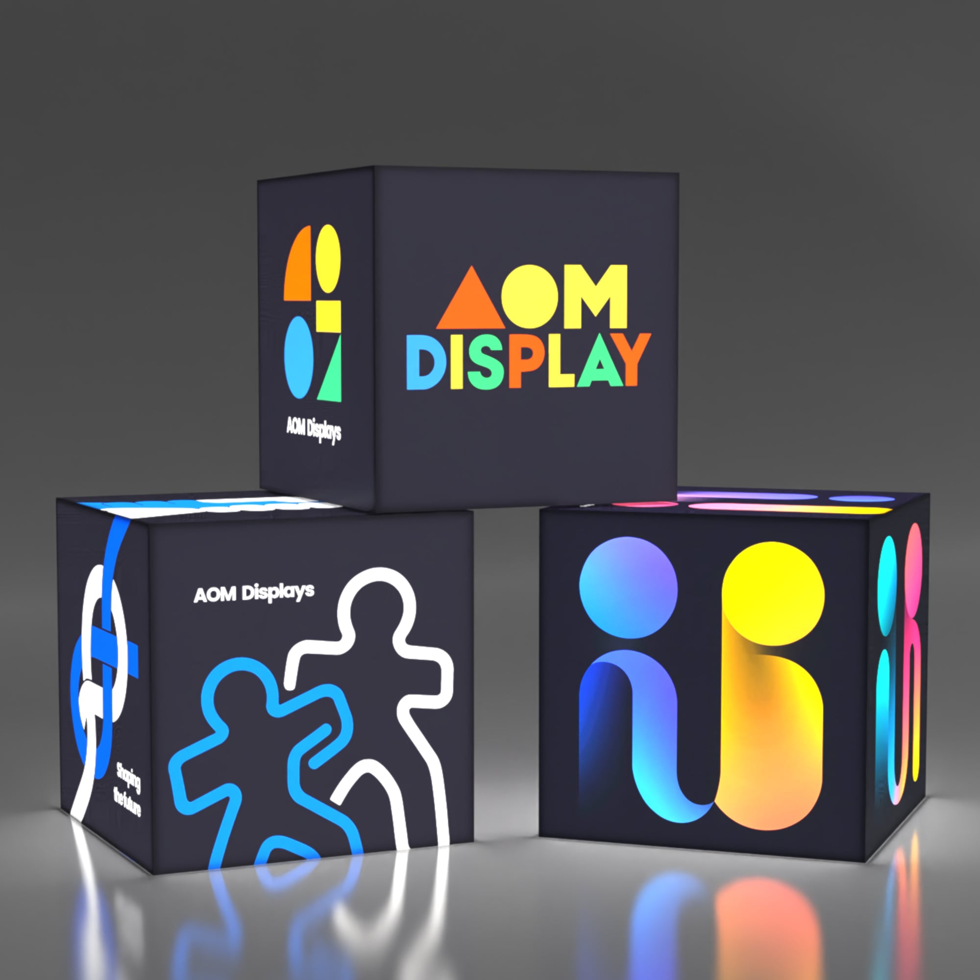 3D SEG LED backlit cube lightbox